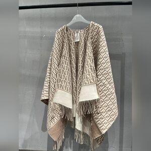 Fendi Beige and Cream FF Poncho Cape